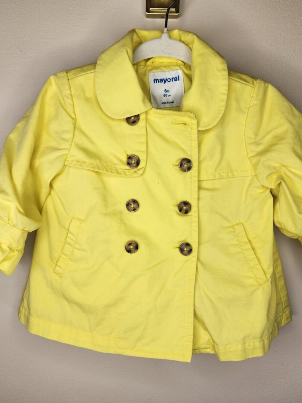 Mayoral Baby Girl Yellow Trench Coat — 6M/68cm | Double-Breasted